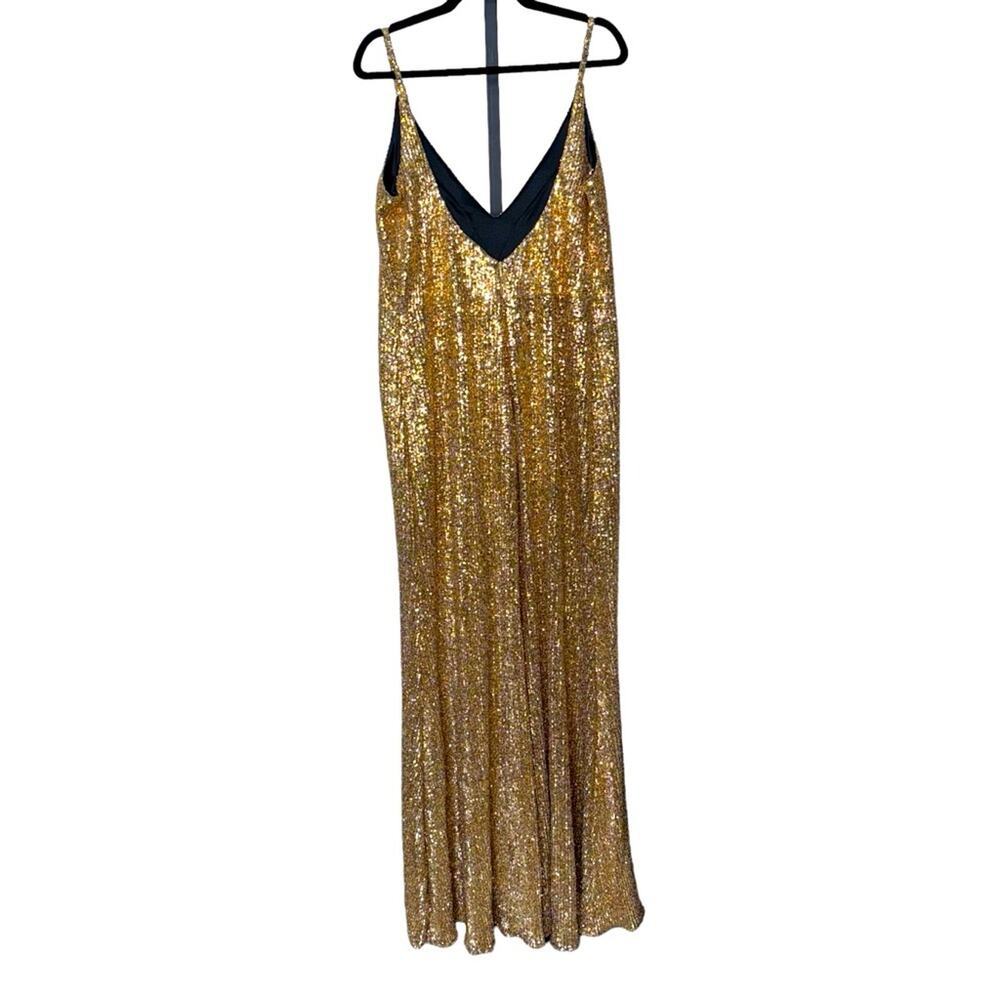 Mac Duggal Gold Sequin Maxi Dress - Picture 6 of 10